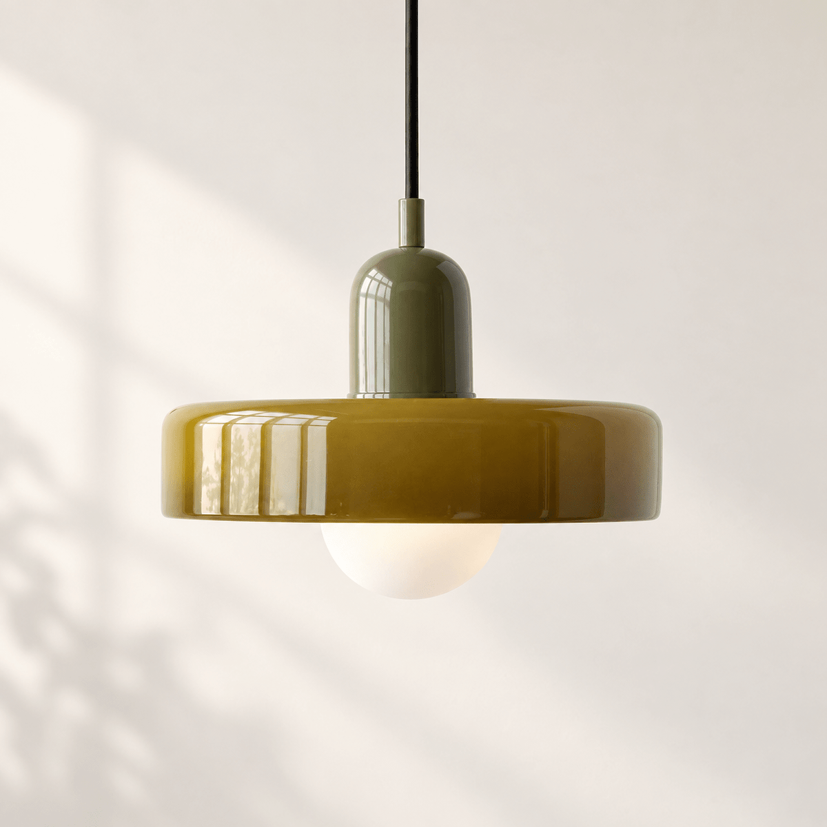 Bauhaus Glass Pendant Light with Adjustable Cord Brown4