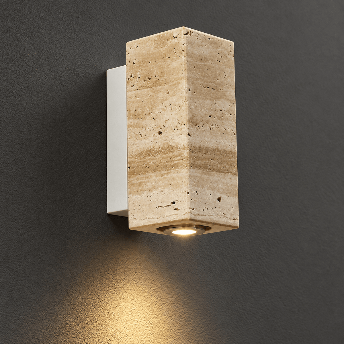 Travertine LED Wall Lamp with Warm White Light, detail view