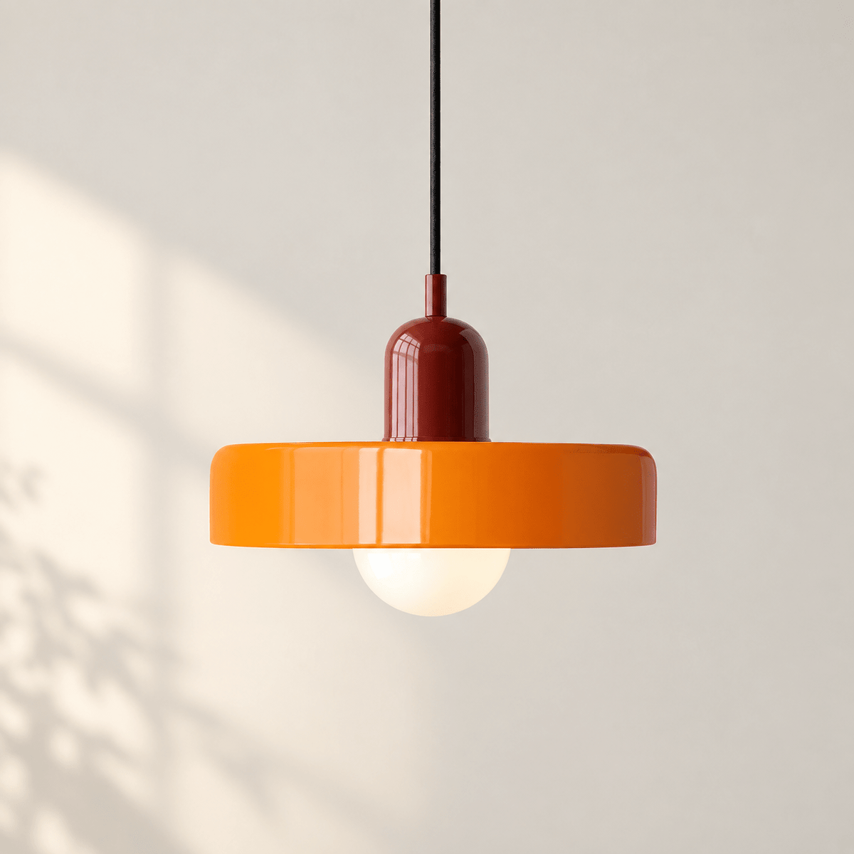 Bauhaus Glass Pendant Light with Adjustable Cord Orange1