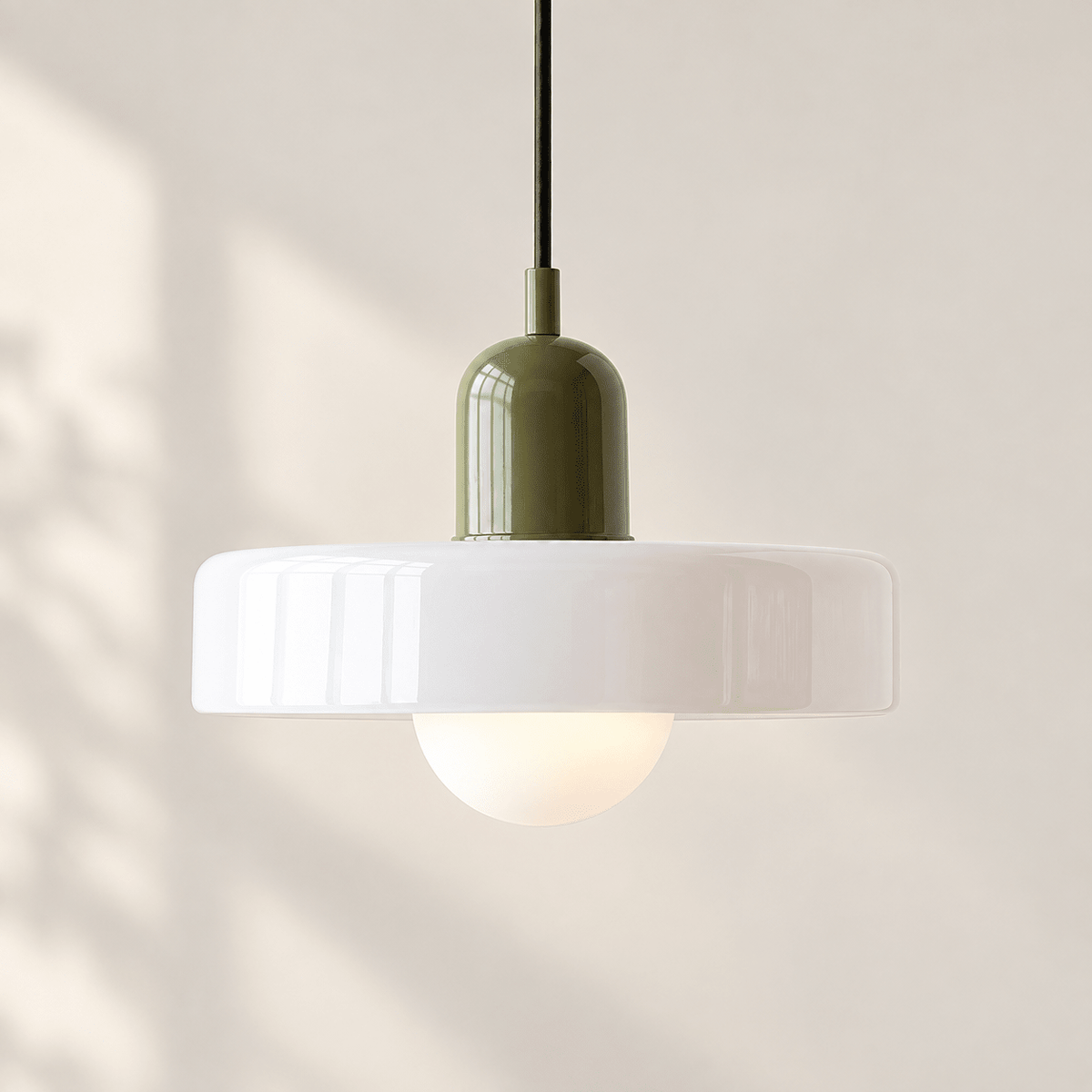 Bauhaus Glass Pendant Light with Adjustable Cord White3