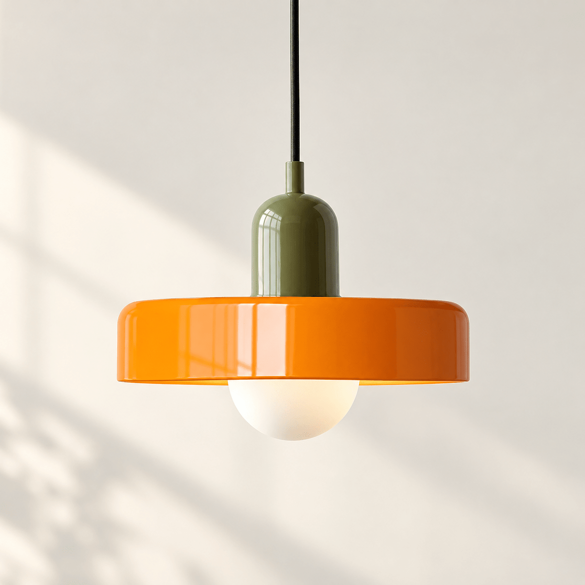 Bauhaus Glass Pendant Light with Adjustable Cord Orange4