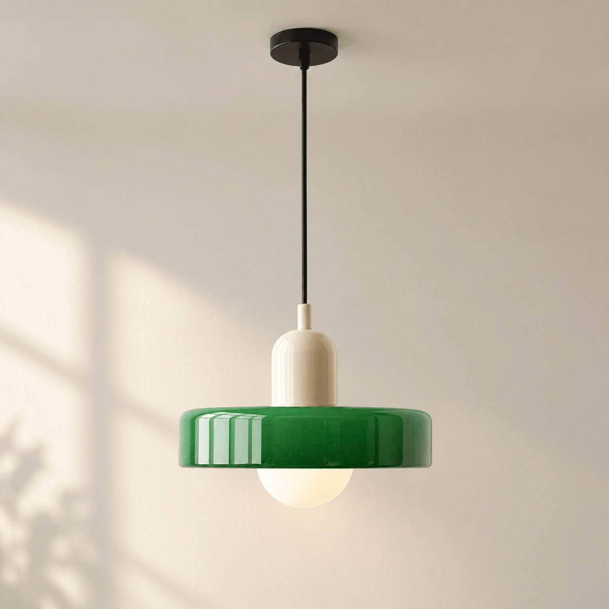 Bauhaus Glass Pendant Light with Adjustable Cord Green1