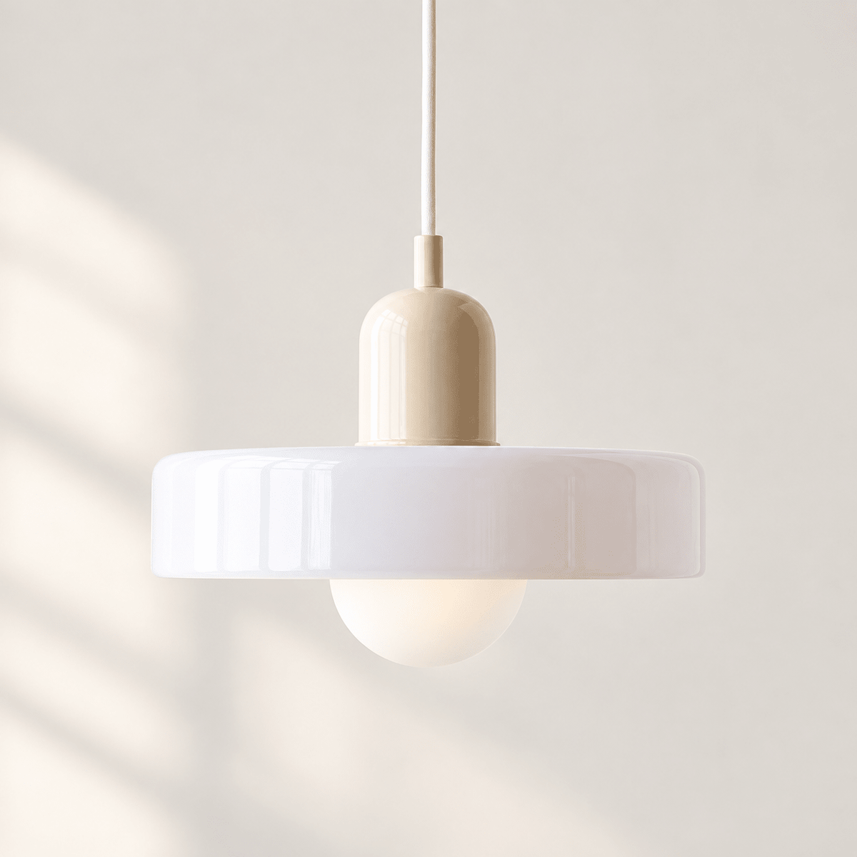Bauhaus Glass Pendant Light with Adjustable Cord White2