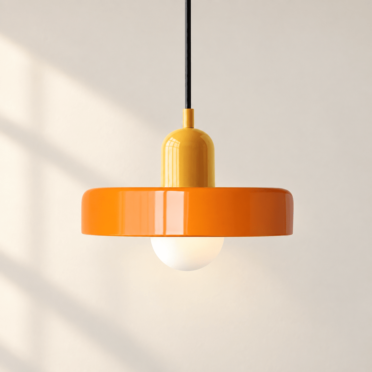 Bauhaus Glass Pendant Light with Adjustable Cord Orange2