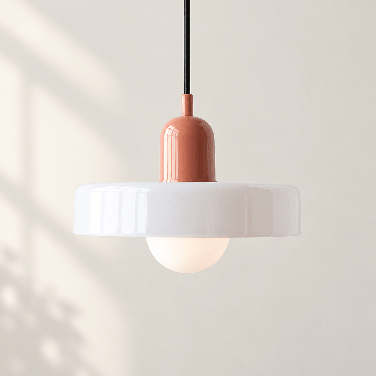 Bauhaus Glass Pendant Light with Adjustable Cord White4
