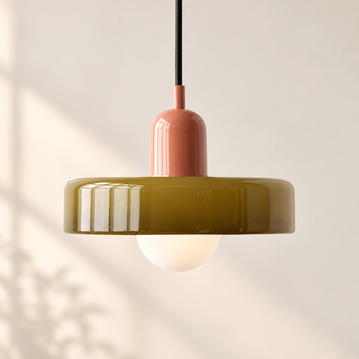Bauhaus Glass Pendant Light with Adjustable Cord Brown3