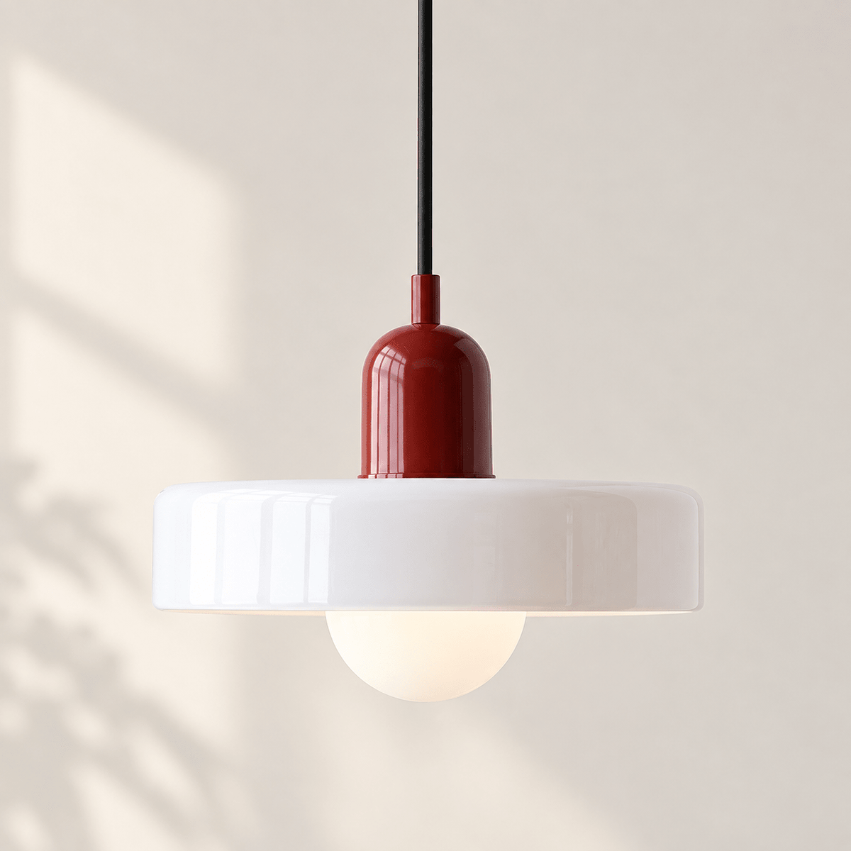 Bauhaus Glass Pendant Light with Adjustable Cord White1