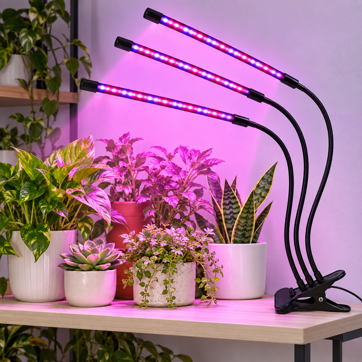 Clip-On LED Grow Light with Timer, 1–4 Heads product photograph