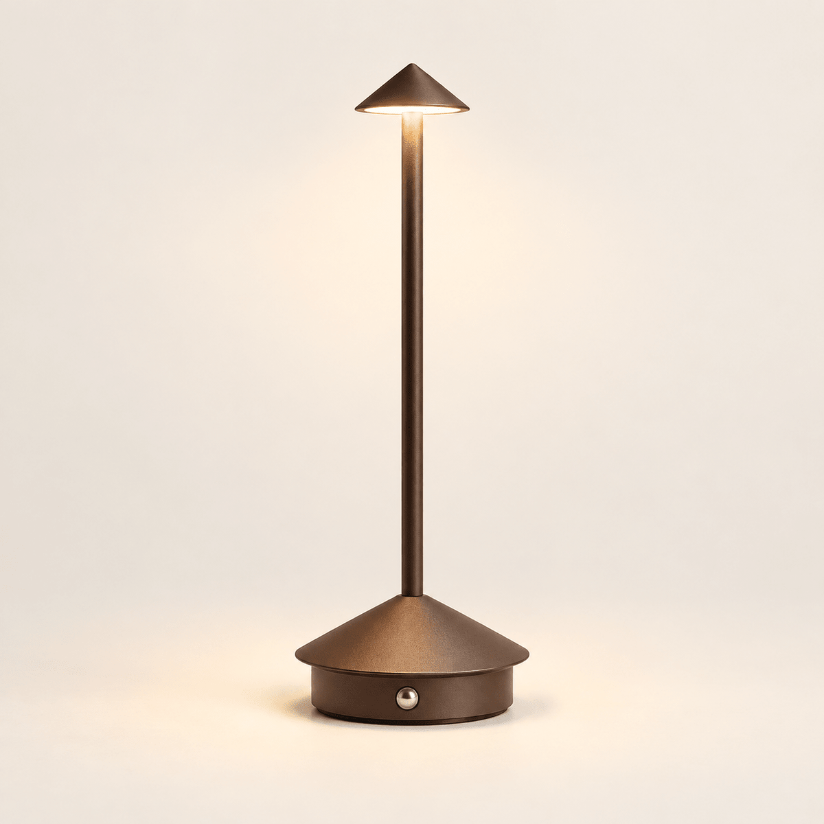 Aluminum Cordless Table Lamp with Dimmable LED — Brown