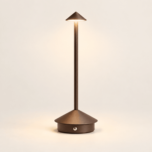Aluminum Cordless Table Lamp with Dimmable LED — Brown