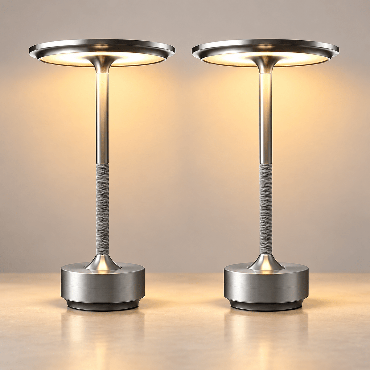 Cordless Silver Touch Table Lamps, Set of 2 product photograph