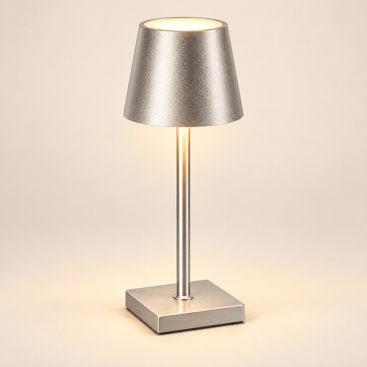 Crackle Shade Cordless Table Lamp — Silver