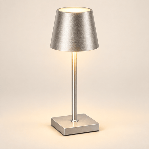 Crackle Shade Cordless Table Lamp — Silver