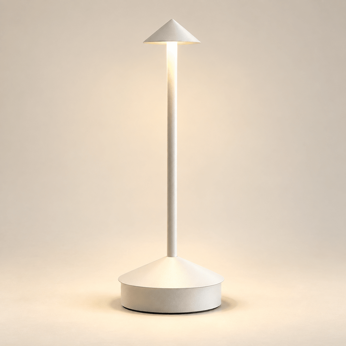 White finish rechargeable table lamp