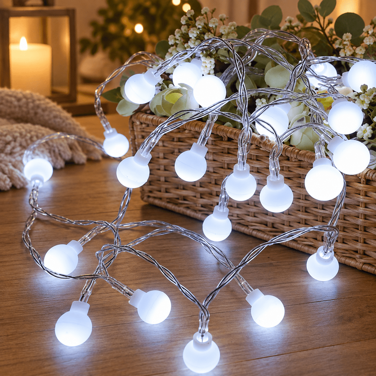 LED Globe String Lights, USB or Battery Powered lifestyle view