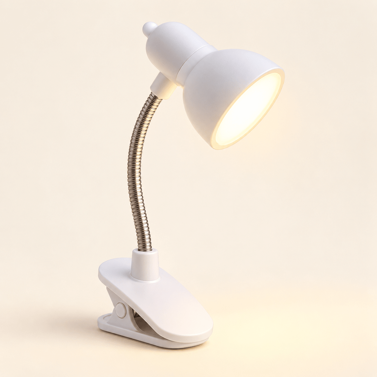 Mini Clip-On Book Light with Adjustable Neck — White
