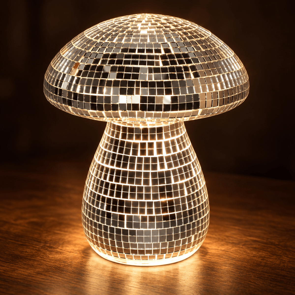 Silver Mushroom Rechargeable Touch Table Lamp detail view