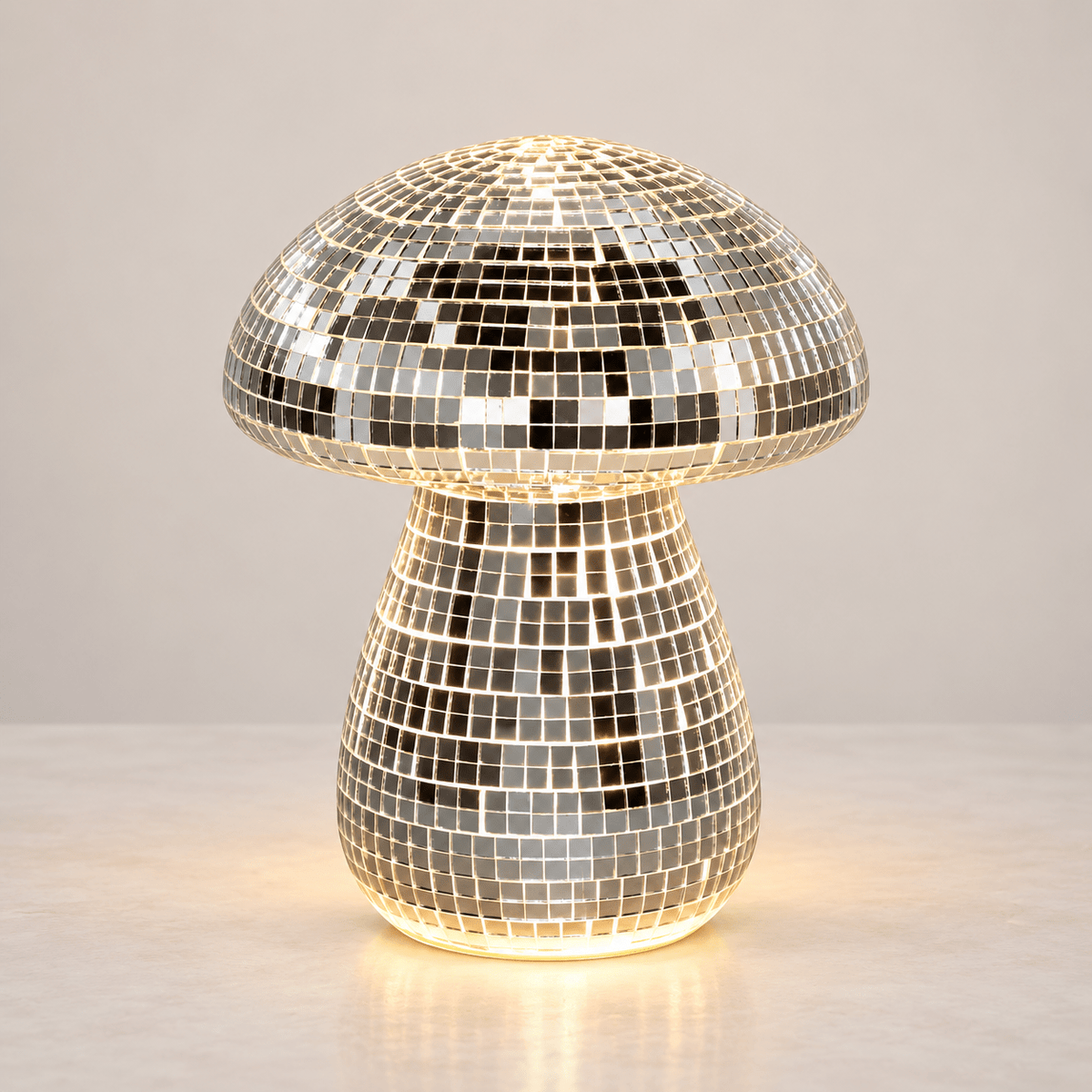 Silver Mushroom Rechargeable Touch Table Lamp studio view