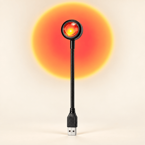 Art Deco Sunset Projector Lamp in Metal and Crystal — Sunset red