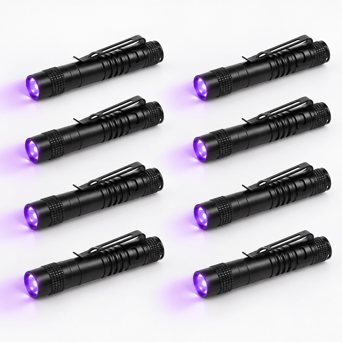 395nm UV Flashlight with Adjustable Focus Short, 8 pack