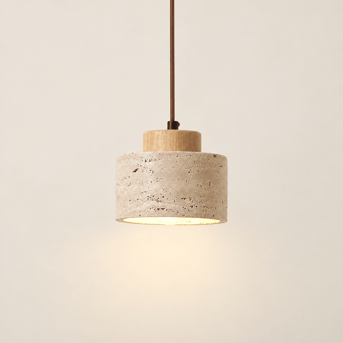 wabi sabi stone pendant light pale studio view