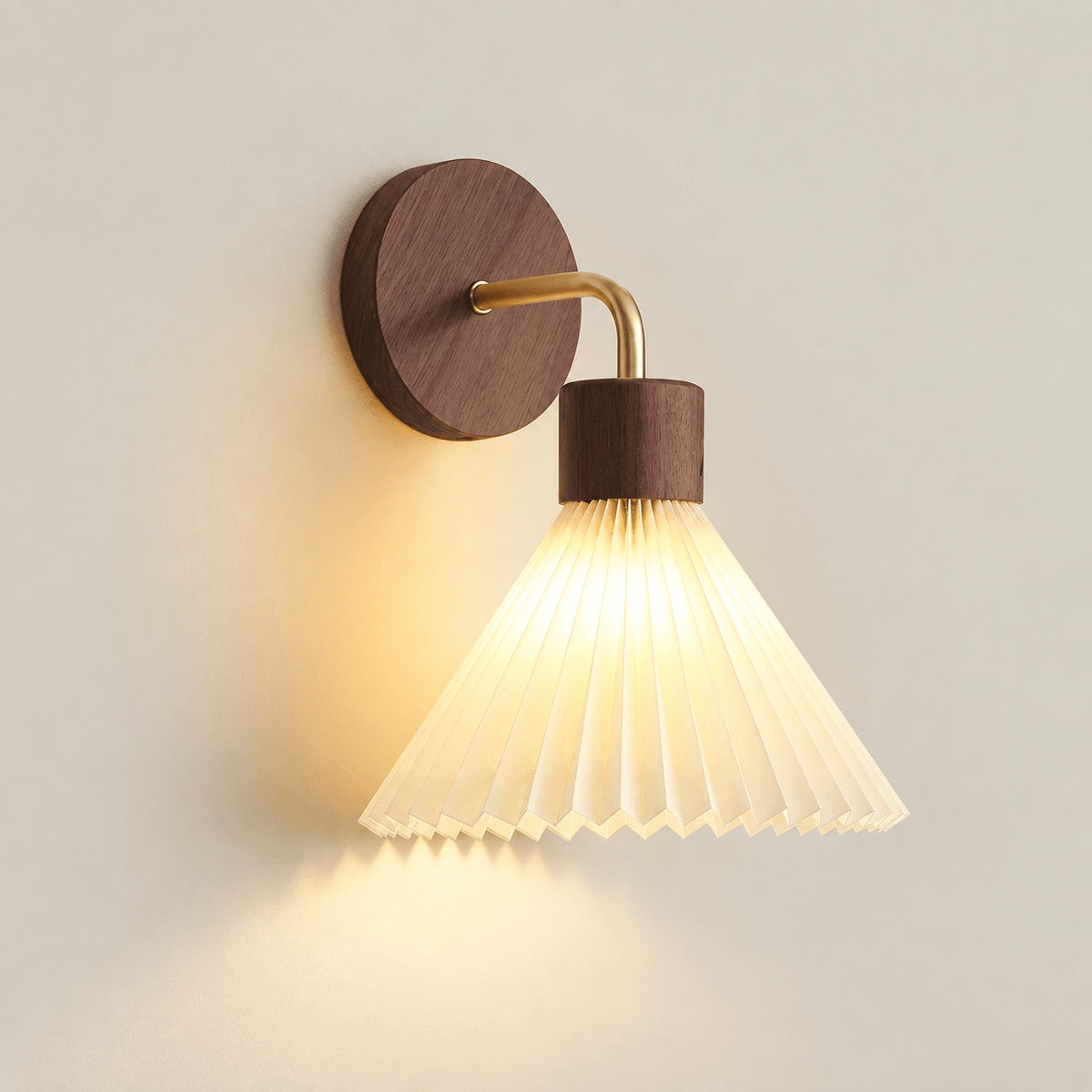 Wood Wall Lamp with Fabric Shade, product view